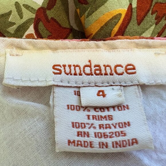 SUNDANCE Havana 100% Silk Floral Ruffled Dress V Neck Sleeveless Size 4 - Picture 16 of 16